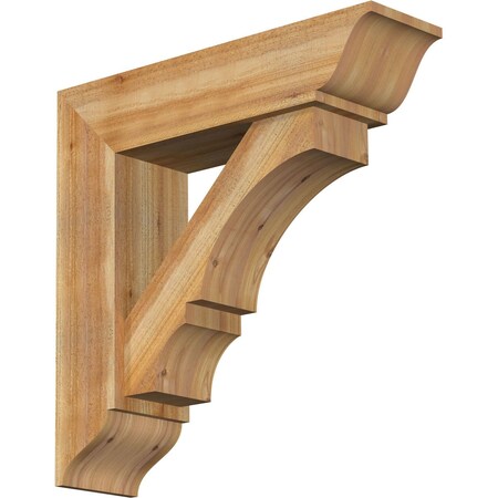 Ekena Millwork Balboa Traditional Rough Sawn Bracket w/ Offset Brace, Western Red Cedar, 8"W x 30"D x 30"H BKT0806X30X30BOA01RWR